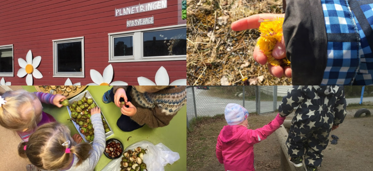 Illustrasjonsbilde av barn i aktivitet og Planetringen barnehage