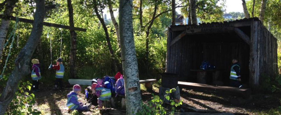 Bilde av barn i skogen