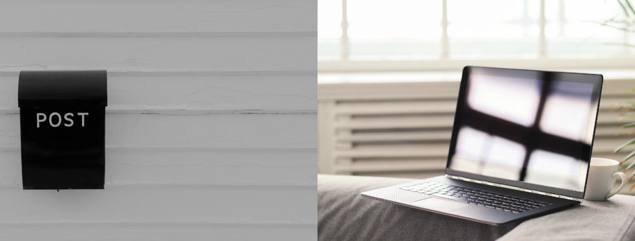 Bilde av postkasse og laptop.