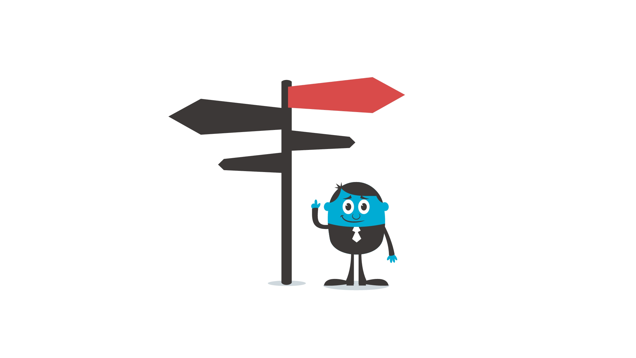 Illustrasjonsbilde av mann som står ved ei veiskilt