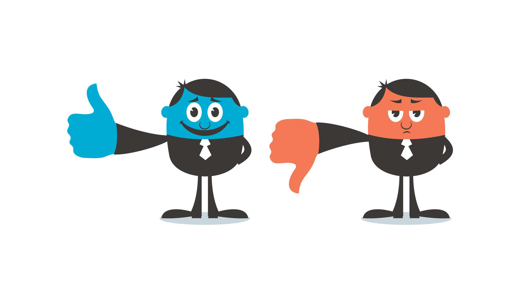 Illustrasjonsbilde, der den ene har tommelen opp og den andre har tommelen ned.