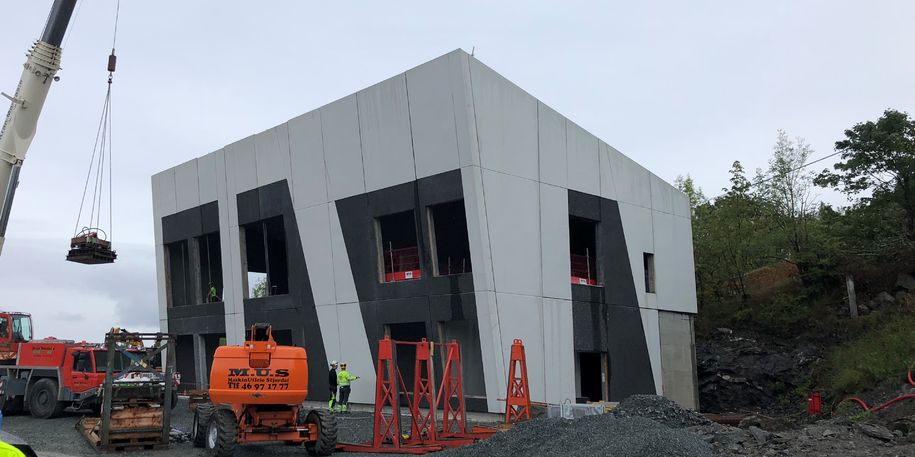 Bilde av renseanlegget ved Nygården i byggingsperioden