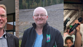 Tor Helge Hansen, Gunnar Smiseth og Aina Kristiansen mottok henholdsvis frivillighetsprisen og kulturprisen for 2020. Foto: Stjørdals-Nytt og Bladet. Bilde av Tor Helge Larsen, Gunnar Smiseth og Aina Kristiansen